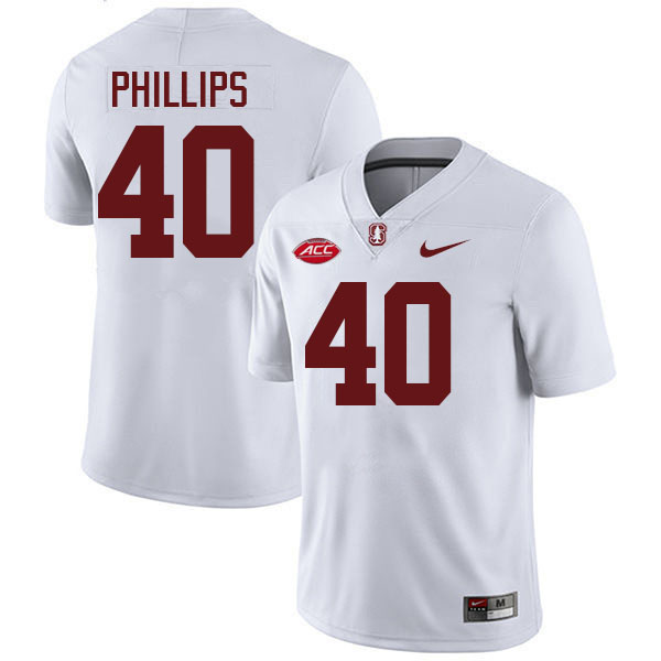 Tobin Phillips Stanford Jersey,Stanford Cardinal #40 Tobin Phillips Football Jersey Stitched-White